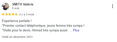 Avis positif de notre client de confiance